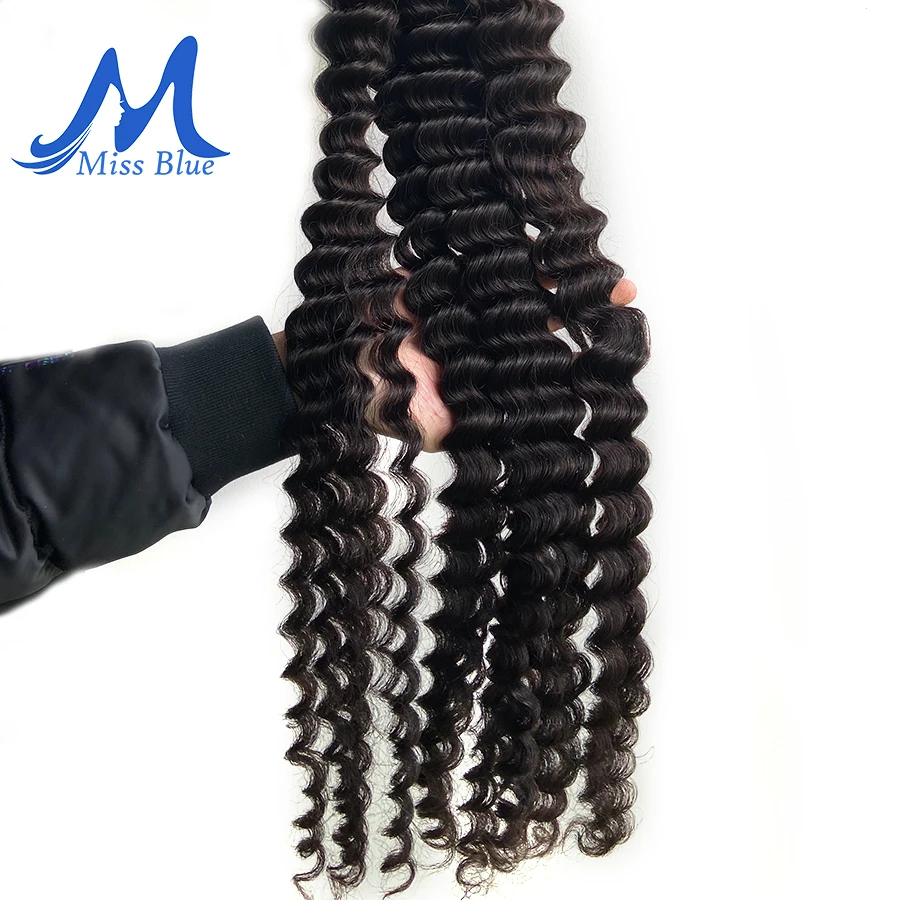 Missblue кудрявые бразильские волосы волнистые пряди с закрытием 40 дюймов глубокая