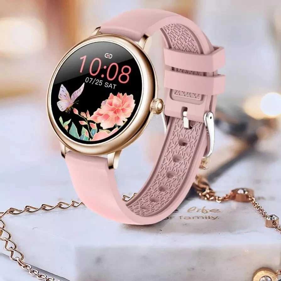 

New Female Watch Wrist 1.08in Screen Sleep Monitoring Calorie Menstrual Period Reminder Smart Bracelet Metal+Silicone Watchband