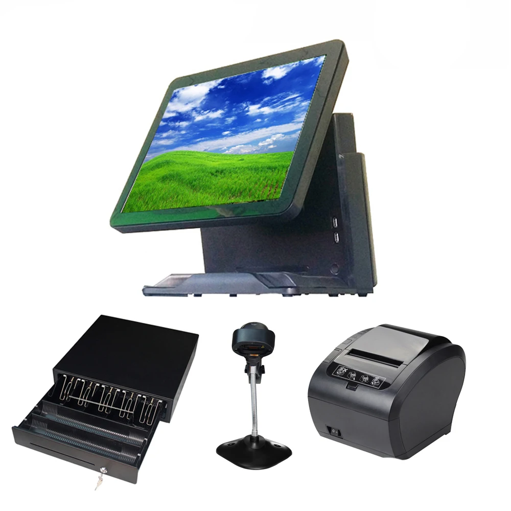 

Pcwholesale pos терминал встроенный кардридер VFD POS оборудование емкостный сенсорный экран кассовый аппарат