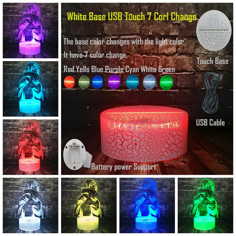 USB Touch 7 Color Японский аниме креативный 3D Наруто Саске Учиха Итачи светодиодный декор комнаты 7 цветов изменить настольный ночник светильник праздник день рождения Забавный подарок - Испускаемый цвет: USB Touch 7 Color