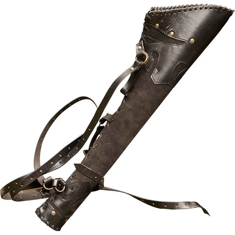 Larp ריינג 'ר בציר עור קשתות לרטוט חץ מחזיק תיק מימי הביניים כתף חזרה קשת ירי ציד הילוך Steampunk נרתיק