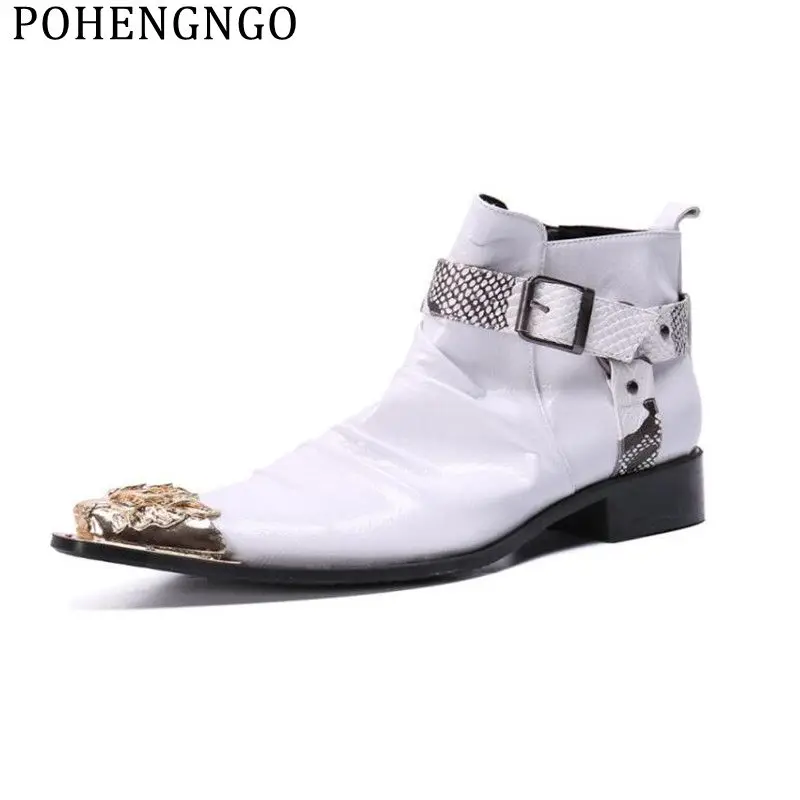 

Fashion Men's Chelsea Ankle Boots Luxurious Genuine Leather Dress Party Wedding Shoes Side Zipper Winter Men Cowboy Boots