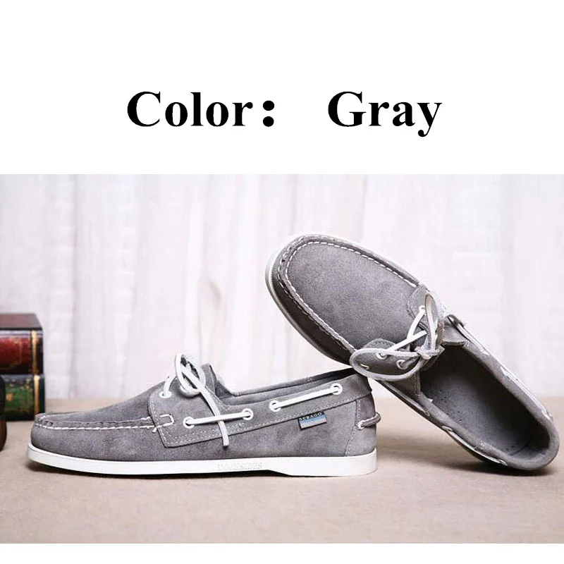 Men Genuine Suede Leather Driving Shoes Docksides Classic Boat Shoe Brand Design Flats Loafers For Homme Femme Women A017 | Обувь