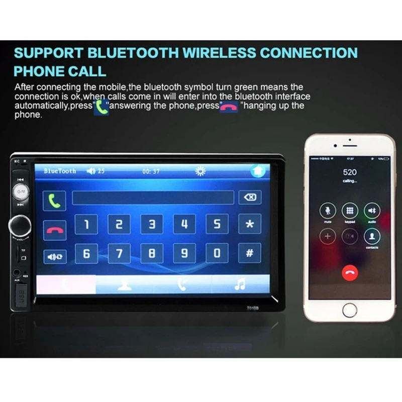 Автомагнитола 2 Din мультимедийный плеер с сенсорным экраном 7 дюймов MP5 Bluetooth USB TF FM