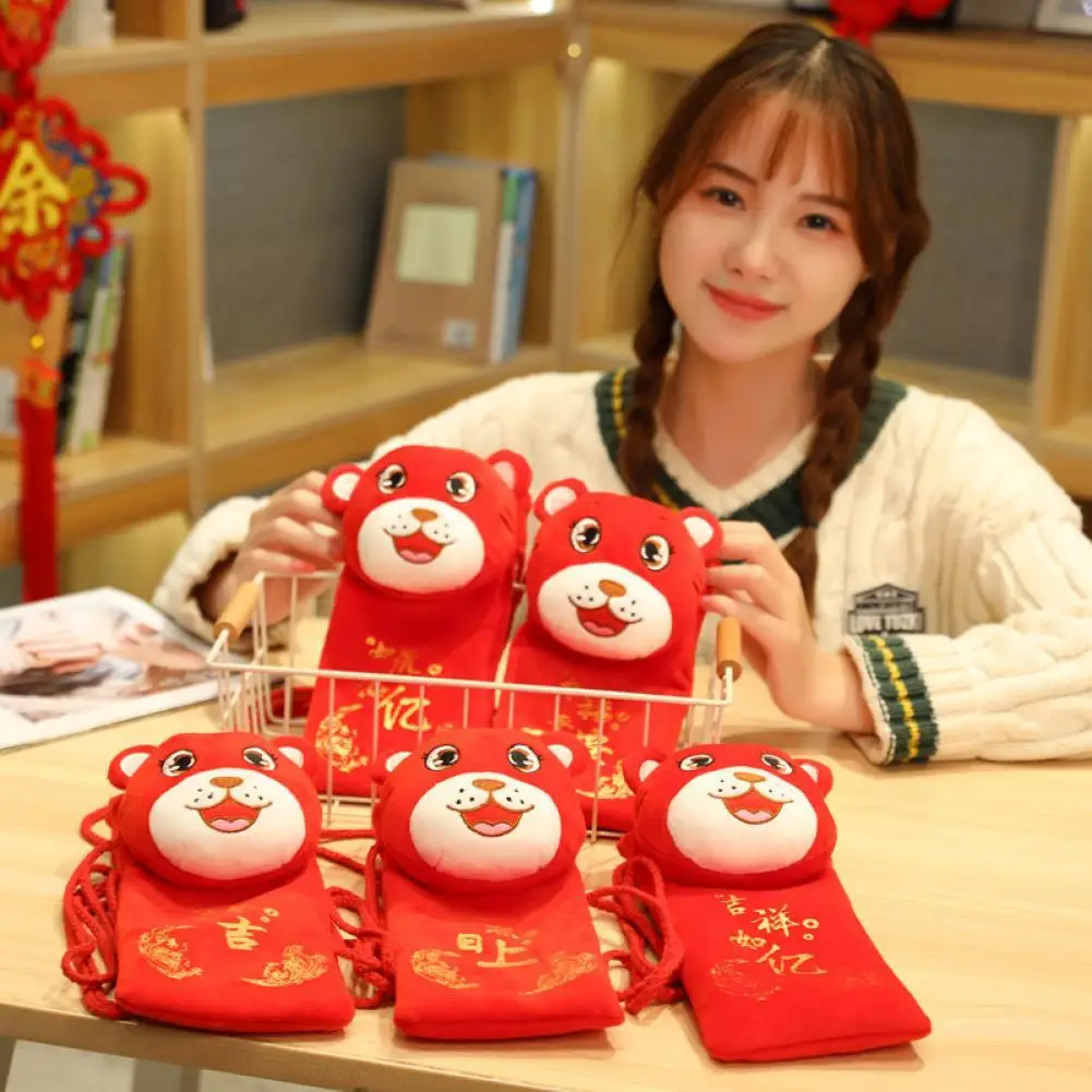 

Premium Plush Pendant Creative Multi-purpose Soft Year of the Tiger Red Envelope Plush Toy Home Ornament Mascot Red Envelope