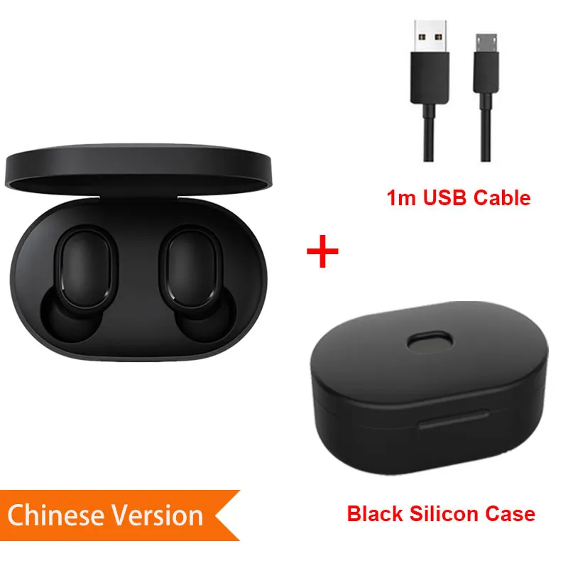 Xiaomi Redmi Airdots TWS Bluetooth наушники стерео бас Bluetooth Airdots 5,0 Eeadphones с микрофоном Handsfree наушники AI управление - Цвет: CN SiCase Black C