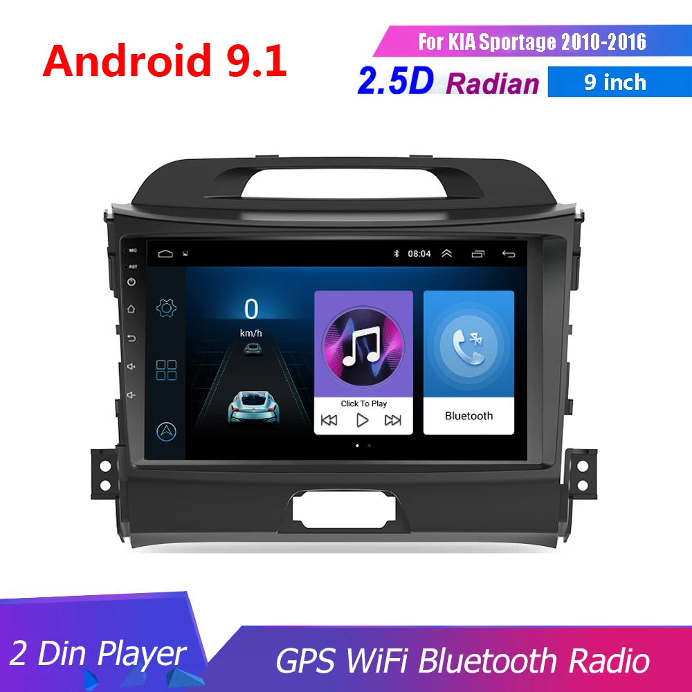 Автомагнитола 2 Din 9 дюймов Android 1 мультимедийный проигрыватель с DVD для KIA Sportage 2010