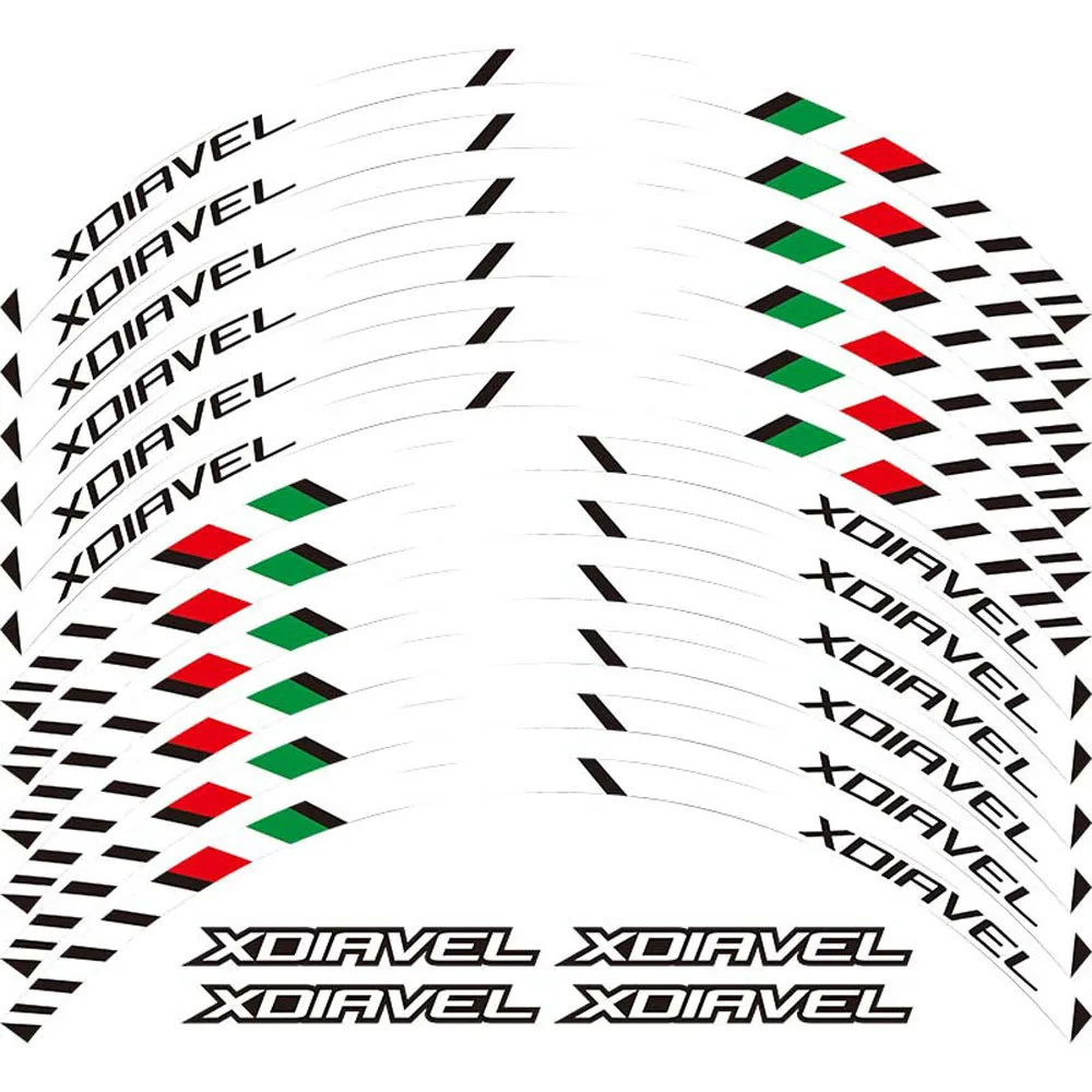 

Front + Rear Wheel Rim Outer Reflective Waterproof Stickers Decals Stripes For DUCATI XDIAVEL
