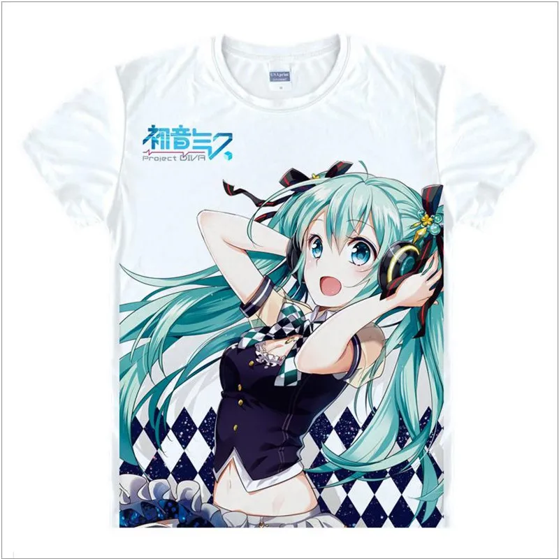 1 Новинка, футболка vocaloid Hatsune Miku, аниме, известная японская анимация, новинка, летняя мужская футболка, карнавальный костюм, Милая футболка - Цвет: 1
