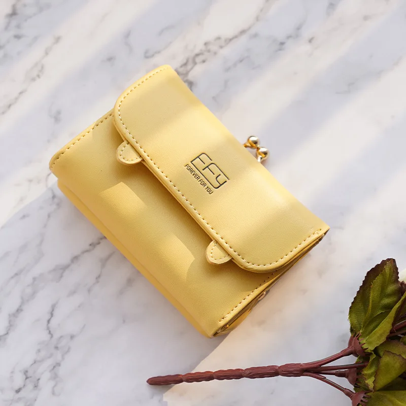 

Women Hand Clutch Mini Coin Purses Original Leather Card Holder Sheepskin Small Wallets Metal Frame Change Money Bag