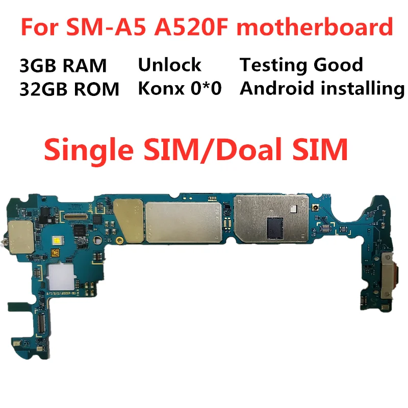 Материнская плата для Samsung GALAXY A5 разблокированная материнская плата A520F материнская плата 32 Гб логические платы