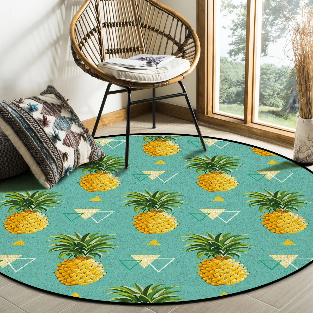 

Ананас треугольные летние круглые ковры для кровати Нескользящие Коврики для гостиной входной коврик круглый коврик