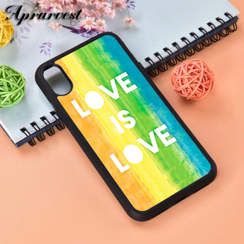 Силиконовый резиновый чехол для iPhone 6 6S 7 8 PLUS X XS XR 11 12 MINI PRO MAX Love Is Rainbow Pride |