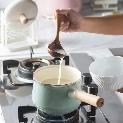 16cm Porcelain Enameled Milk Pot 1.7L Cooking Non-stick MIni Soup with Cover Induction Cooker Gas Stove Applicable Cookware | Дом и сад