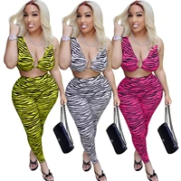 sexy bodycon skinny 2 piece pants sets summer striped print women sexy v neck tank crop top long pants womens sets outfits
