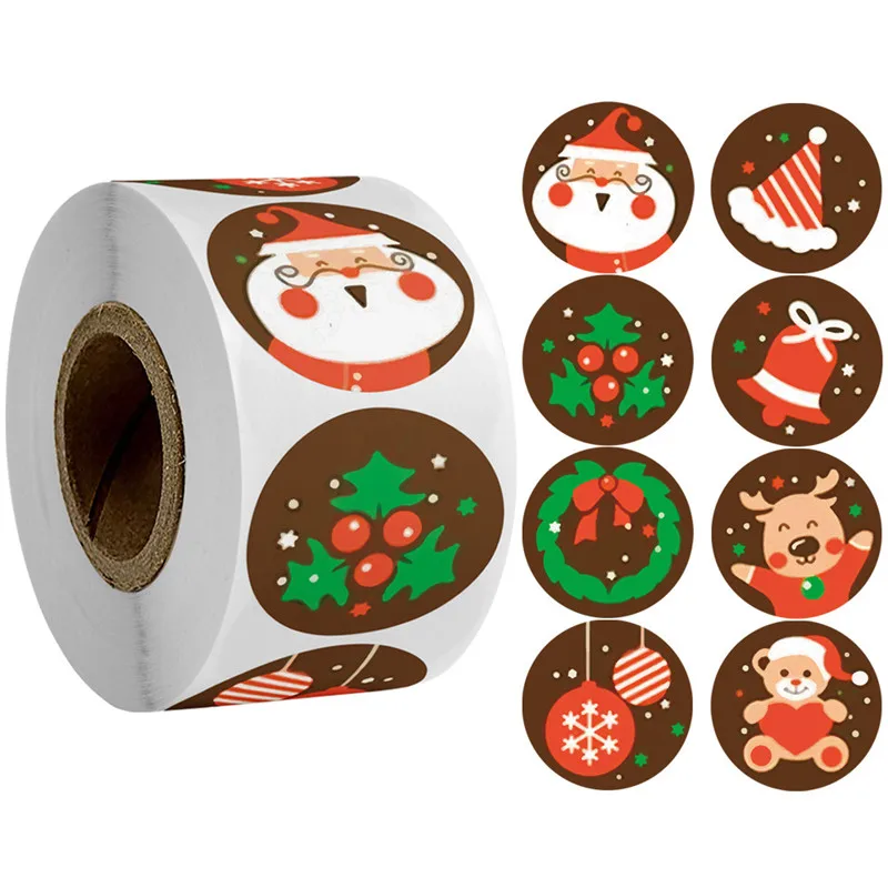 500pcs/roll Christmas Snowflake Candy Packaging Gift Boxes Sticker Dragee Cupcake Box Cookie Kraft Paper | Дом и сад