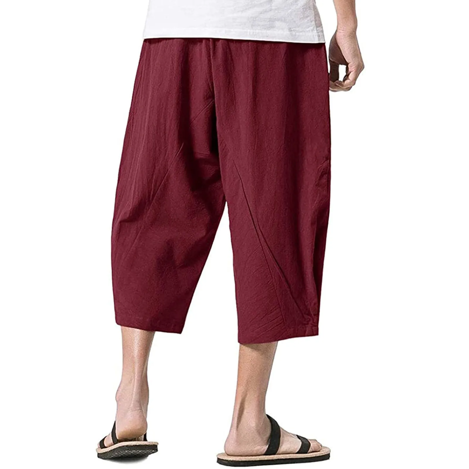 

Plus Size 5XL Loose Casual Men's Cotton Linen Capri-Pants Harem Beam Feet Martial Arts Marciales Kung Fu Uniform Yoga Pants