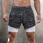 2 в 1 двухслойная Camo шорты для бега быстросохнущая тренажерный зал спортивные шорты Фитнес Спортивная Женская Атлетическая Для мужчин короткие спортивные трусы-шортики короткие штаны