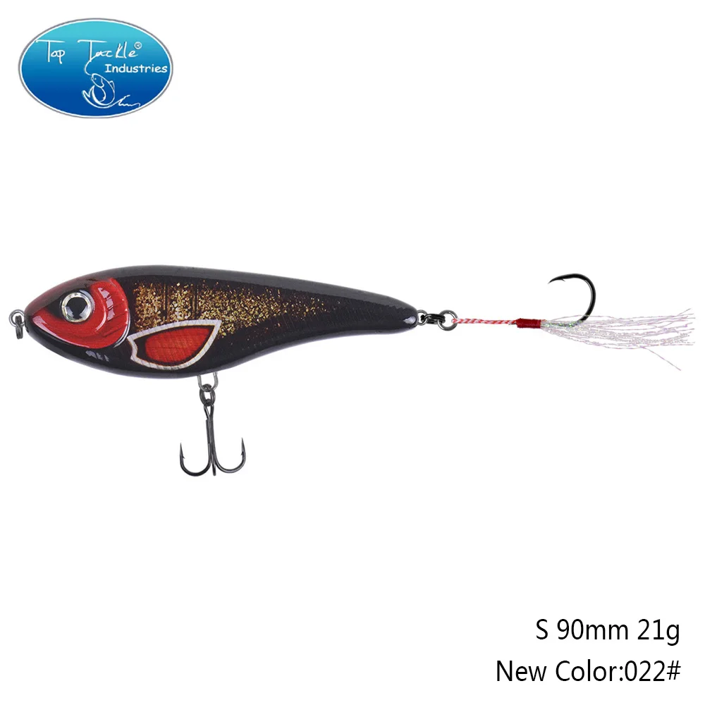 90mm 21g 022 90 мм 21 г цвета от 001 до 035 Тонущая Мускусная Щука искусственная рывковая приманка с одним крюком перьевая приманка для рыбалки - Цвет: 90mm 21g 022