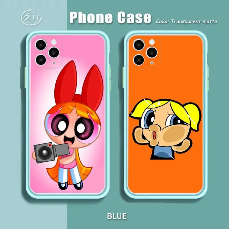 

POWER PUFF GIRL Phone Case For IPhone 12 11 Pro Max X XR XS Max 7 8 Plus Candy Color Cover Case