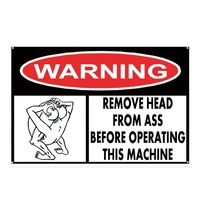 warning remove head from ass before operating this machine retro metal tin sign 2030 cm decor