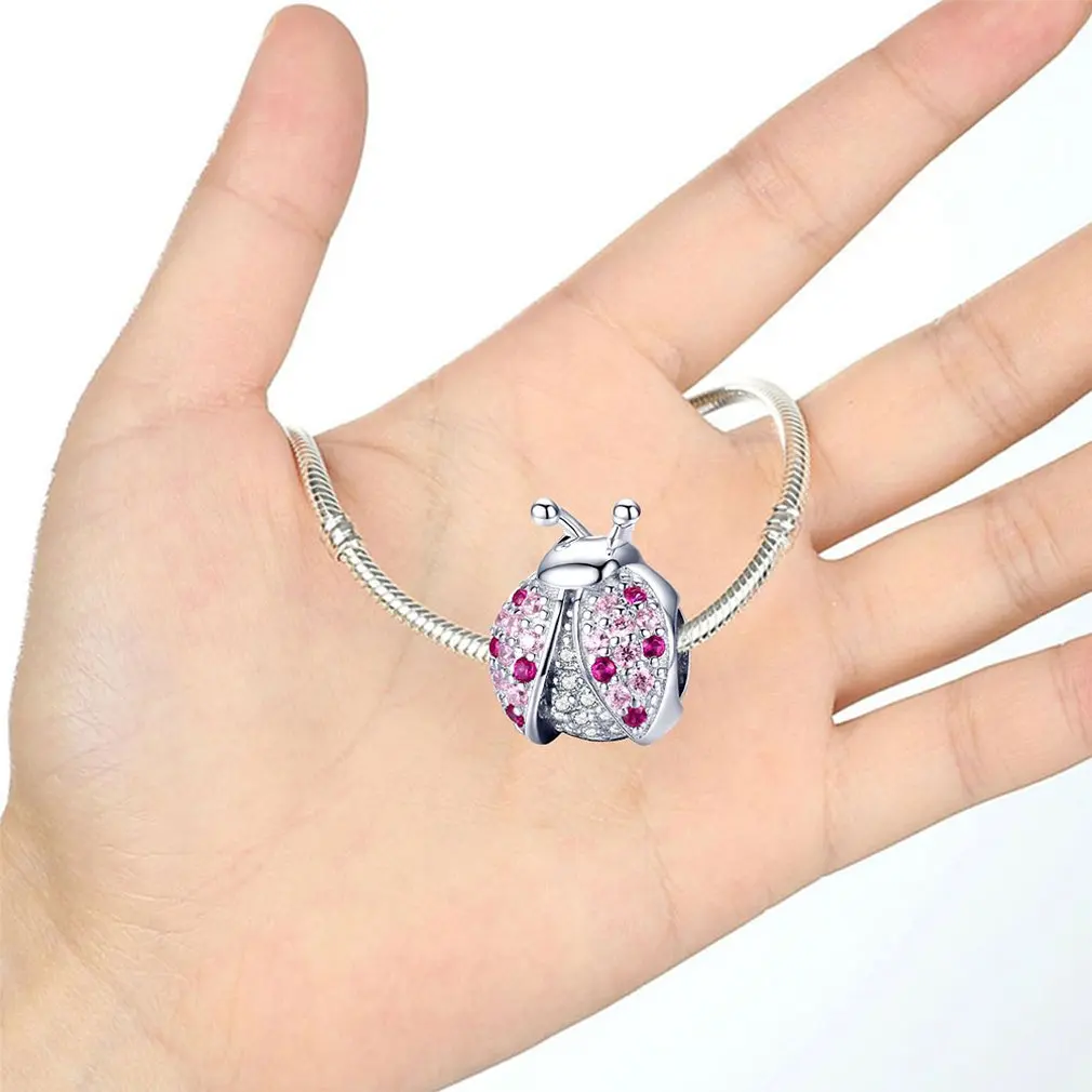 Silver Pendant For Chain Bracelet Fashion Ladybug Gift Ladies Delicate |