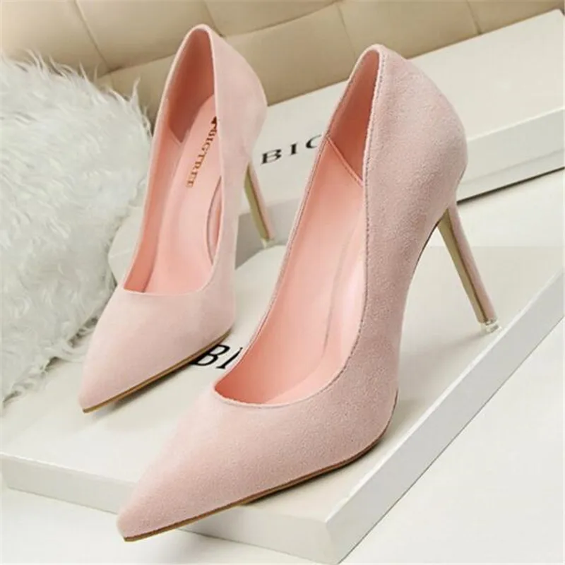 

New fashion simple stiletto with high-heeled shallow mouth pointed suede sexy slimming professional OL women's shoes