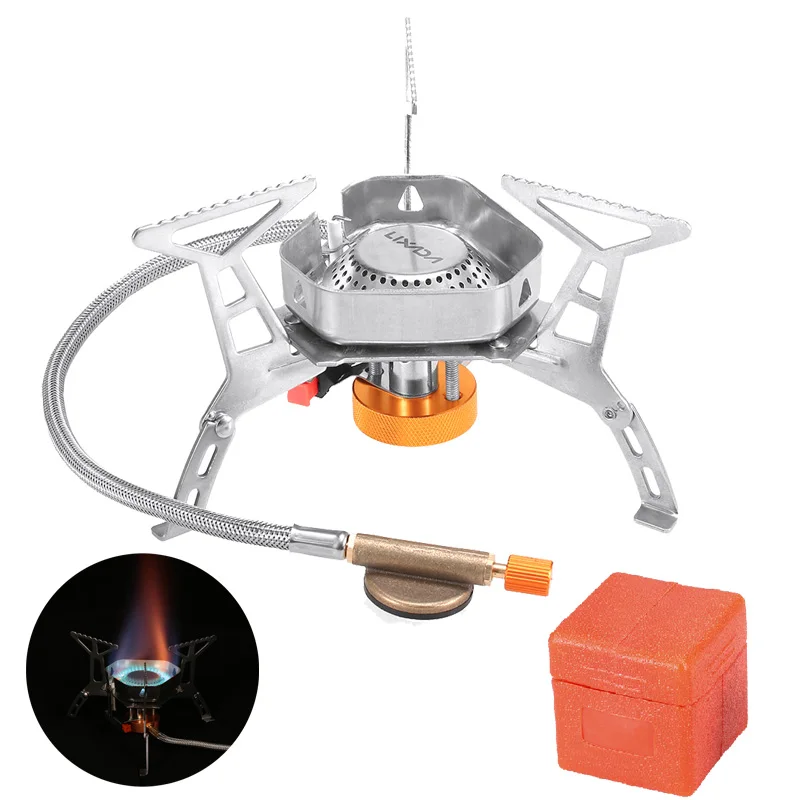 

Lixada Camping Gas Burner Windproof Foldable Camping Stove Stainless Steel Outdoor Picnic Cookware Camping Equipment With Box