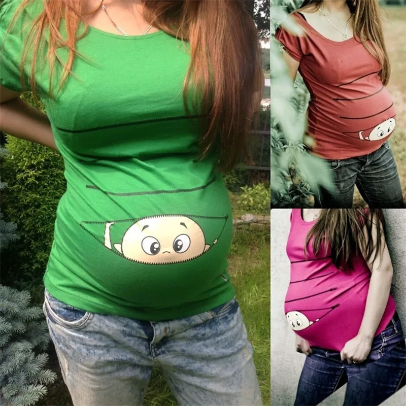 

3 Color Maternity T Shirts Summer Short Cartoon Baby Printed Pregnant Women Tops Plus Size 3XL Tee Shirts Pregnancy Clothing
