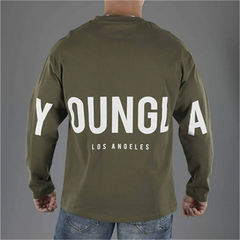 

Мужская модная футболка с длинным рукавом, пуловер, блузки для бега и тренировок, новинка 2021, дышащий свитшот с надписью в стиле хип-хоп