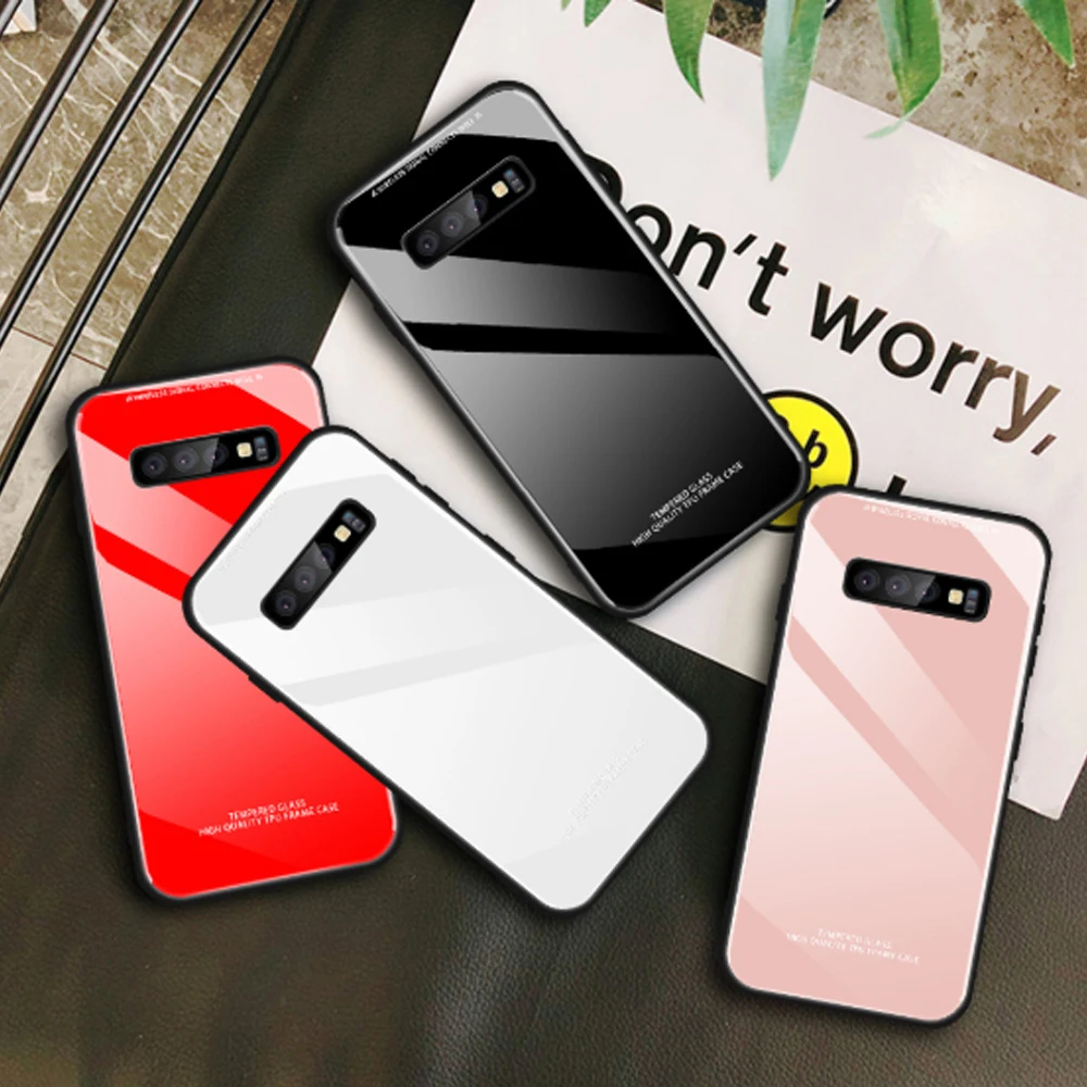 The Application for IPhone11pro Max Solid Color Glass Mobile Phone Shell iphone 7/8plus Simple Trendy XR Is Still 6S 7Plus | Мобильные