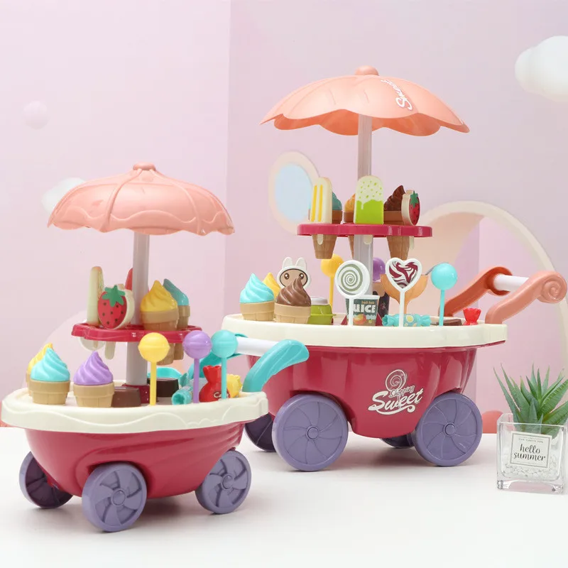 

36 PCS Simulation Small Carts Play house game Ice Cream Shop Supermarket Barbecue Children 's Toys Playing Home Baby Toys
