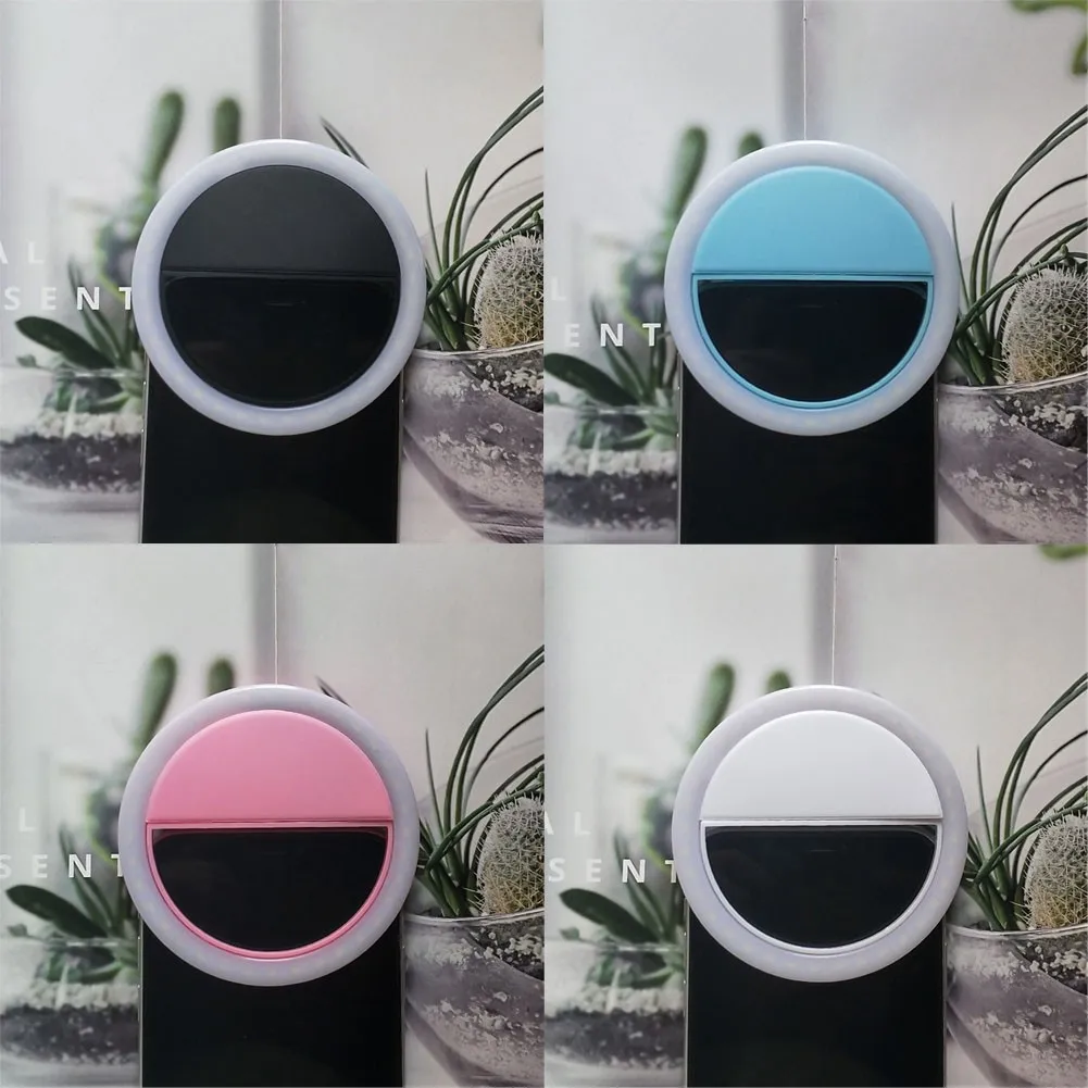 

Portable Led Selfie Ring Light Novelty Makeup Light Novelty Phone Camera Night Light Luminous Led Mirror Selfie Ring Clip