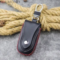genuine leather men car key wallet unisex housekeeper women keys organizer keychain cover zipper keys case bags pouch key holder