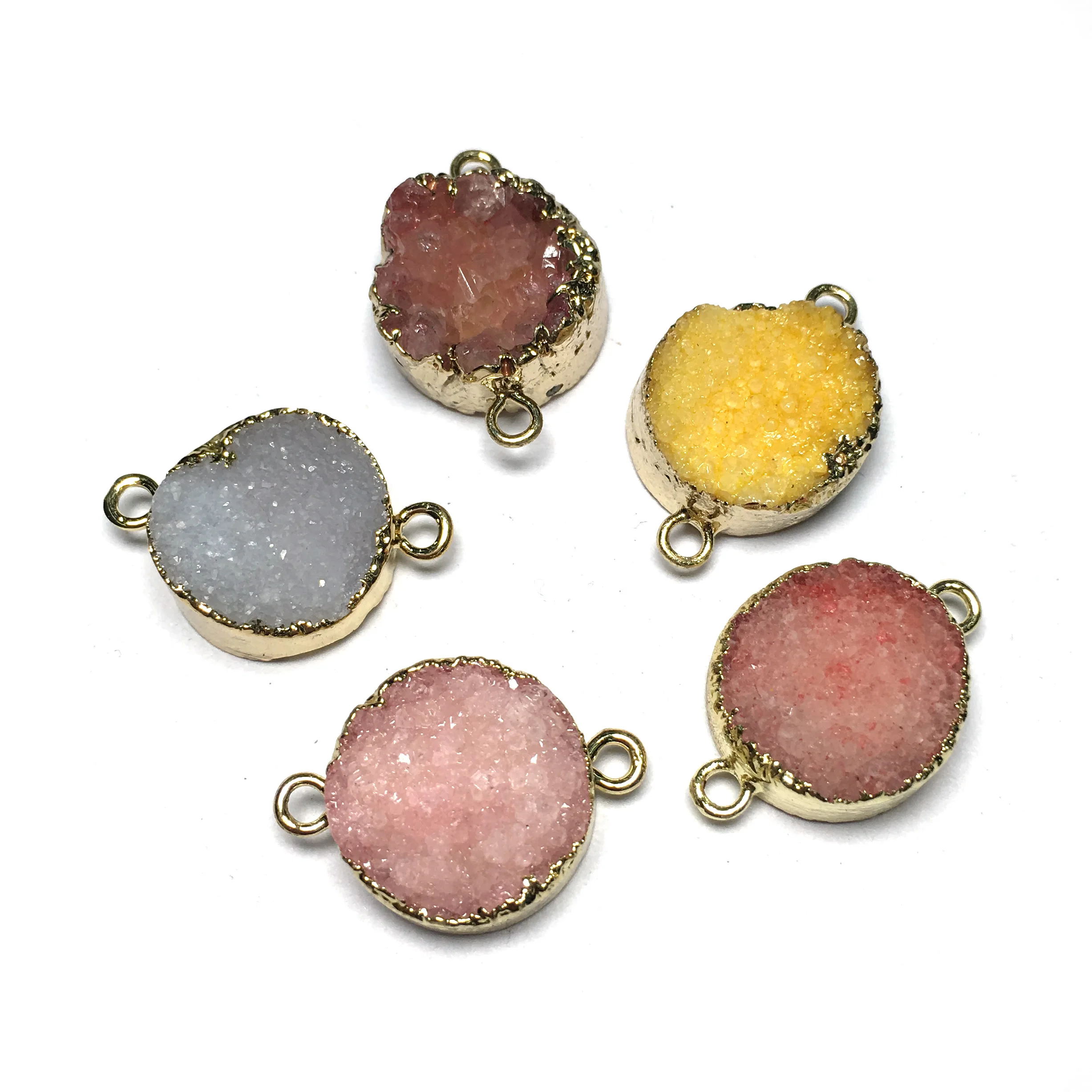 1pc natural round crystal agate random color connector fashion jewelry DIY bracelet necklace charm | Украшения и аксессуары