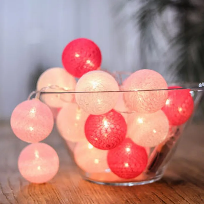 20 светодиодов гирлянда с хлопковым шаром светильник USB и батареей сказочный