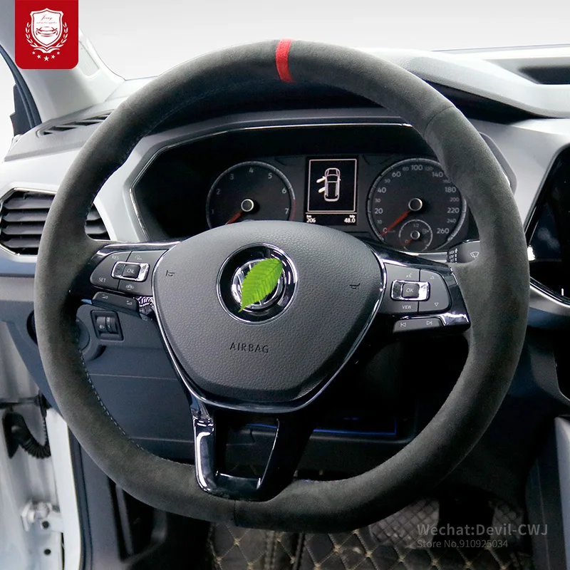 

Auto Alcantara Suede Hand-stitch Steering Wheel Cover For VW CC Touareg Viloran T-Cross Passat Touran L Auto Parts Accessories