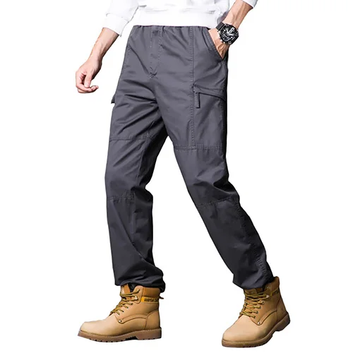 Dark Gray TACVASEN, осенние брюки, мужские, хлопок, модные, повседневные, свободные, прямые, длинные штаны, много карманов, карго, рабочие штаны, одежда для мужчин, TD-SSXK-01 - Цвет: Dark Gray