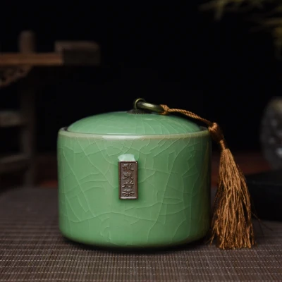 Герметичные чайные банки Longquan Celadon, упаковка для чая, портативная Чайная Коробка для путешествий, чайная банка, чайная баночка, резервуар для хранения - Цвет: Темный хаки