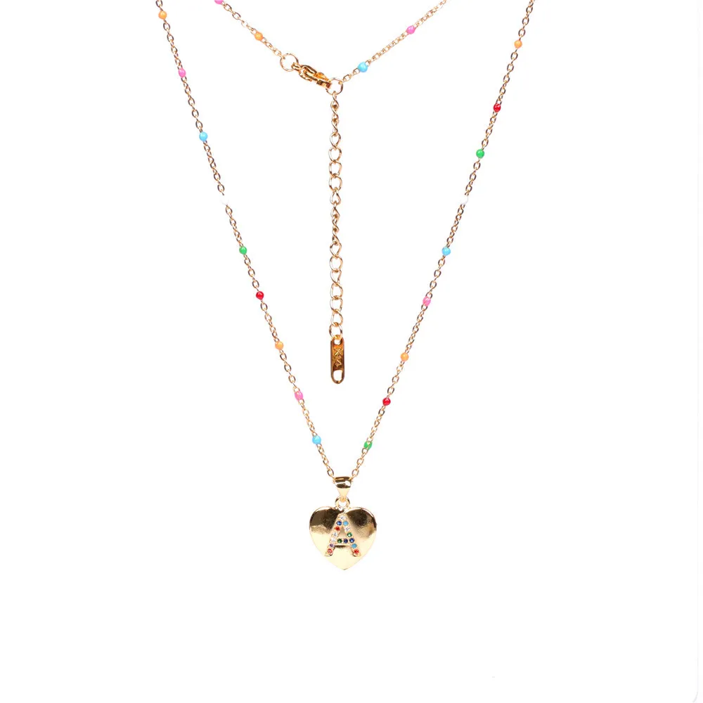 

European and American Gothic Punk INS Wind Letter Necklace 26 Letter Color Zircon Lady Love Pendant Clavicle Necklace