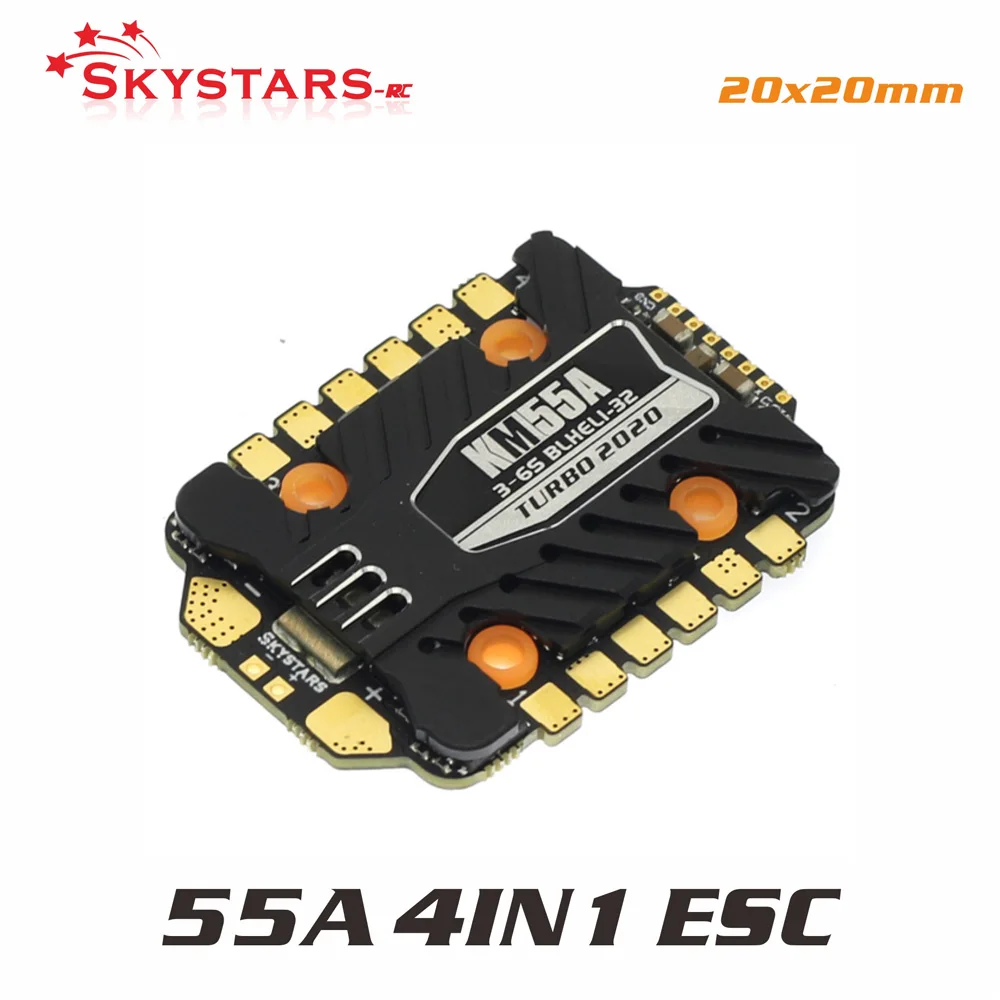 Skystars KM55A 4 в 1 ESC 3-6S Lipo BLHeli-32 DShot600 Dshot1200 20*20 мм монтажные отверстия для Rc Multirotor FPV Racing Drone Skystars KM55A 4 в 1 ESC 3-6S Lipo BLHeli-32 DShot600 Dshot1200 20*20 мм монтажные отверстия для Rc Multirotor FPV Racing Drone