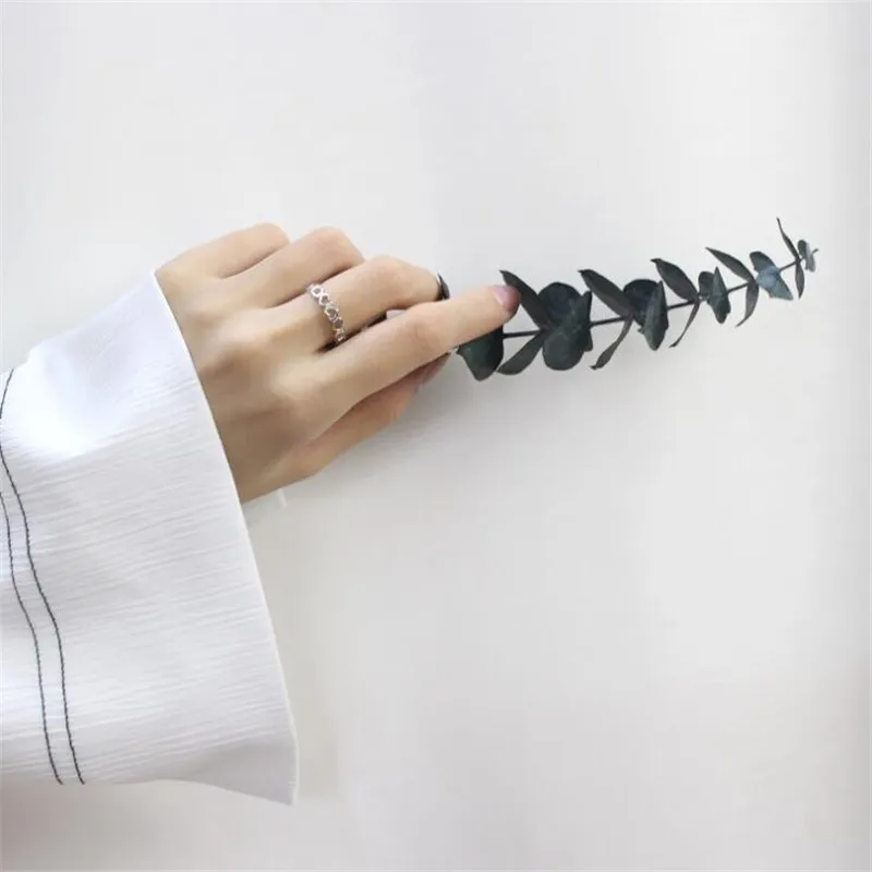 

New Popular 925 Sterling Silver Jewelry Fine Small Fresh Fashion Simple Heart-shaped Love Hollow Opening Rings SR33