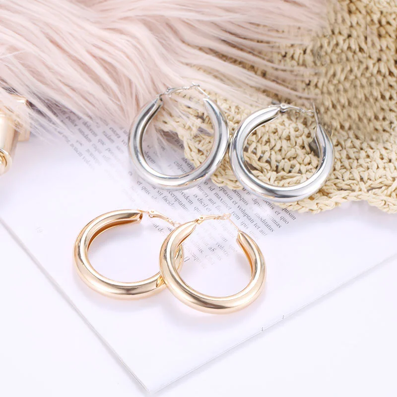 50 мм большие серьги минималистичные толстые круглые кольца в виде трубки