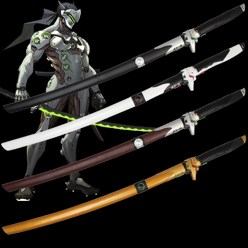 Аниме Косплей мечи для игры OW Genji's sword углеродистая сталь зеленое лезвие катаны Самурайские реквизиты не острые