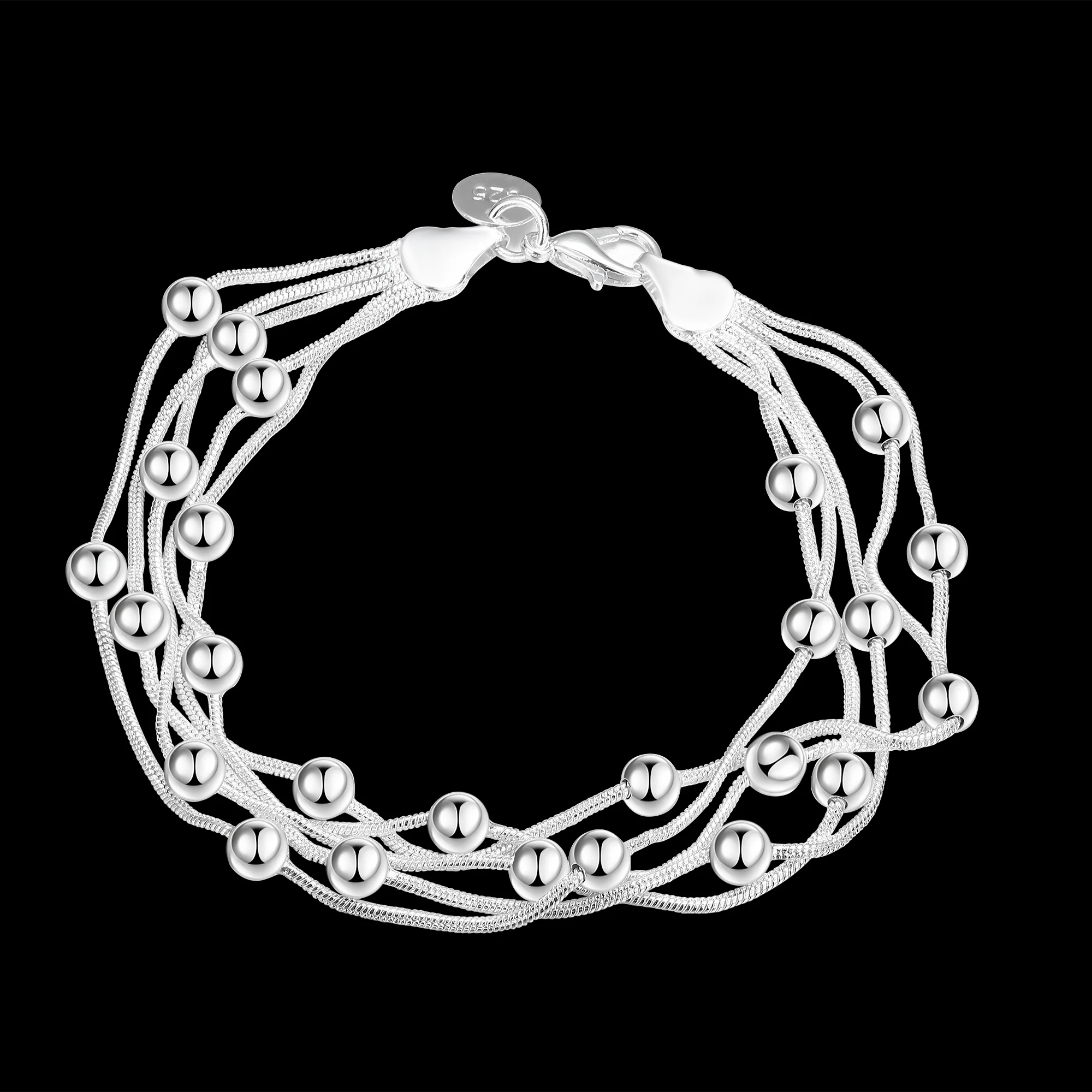 

New Fashion Jewelry 925 Sterling Silver Five Line Light Bead Chain Bracelet For Women Gift SWD889