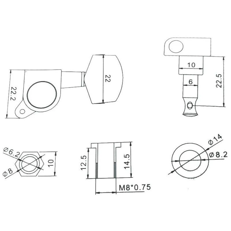 Акустическая гитара Полностью закрытая серебристая металлическая головка из