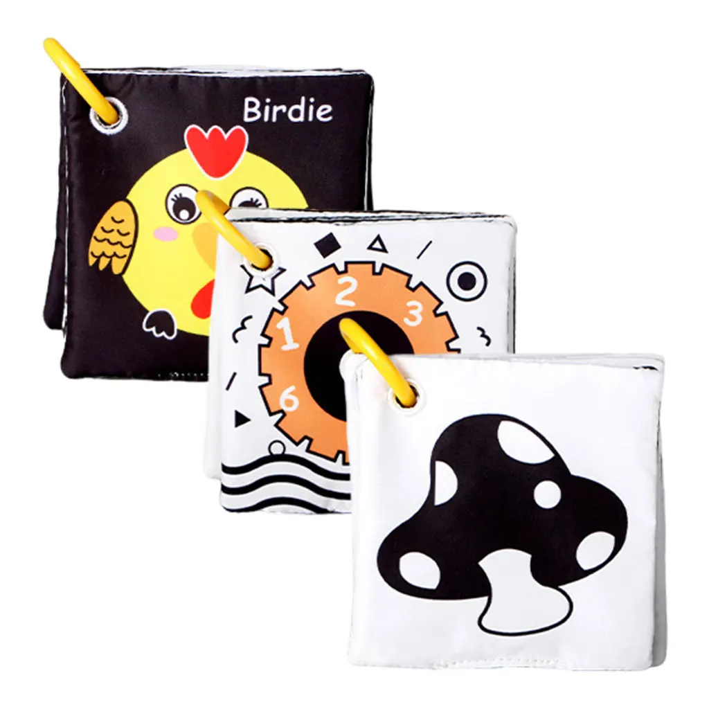 

Babies Cloth Book, Fadeless Toddlers Visual Stimulation Cards, Soft Washable Montessori Toys, Kids Early Educational Accessory