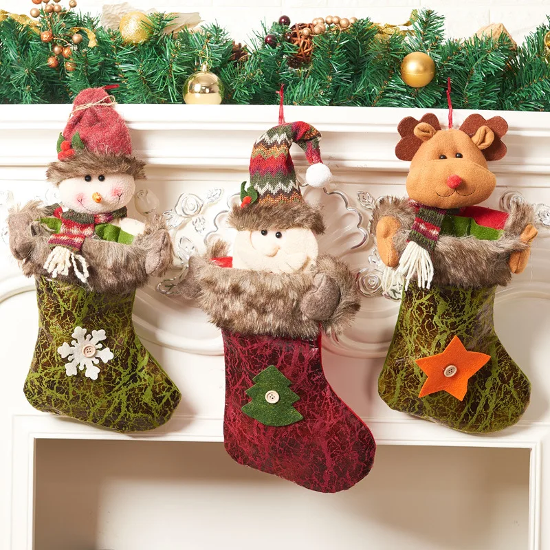 Фото Санта Клаус Снеговик пятизвездочные лося рождественские носки подарки на