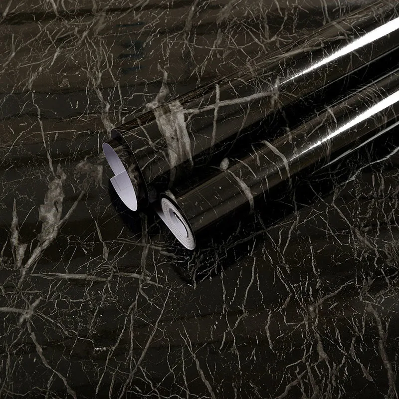 

Black Color Self-adhesive Marble PVC Wall paper in Rolls Home Decor Waterproof Wall Stickers Kitchen Backsplash Wall decoration