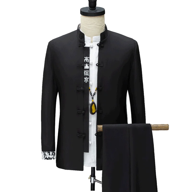 В китайском ретро стиле мужские костюмы Классический воротник стойка с вышивкой